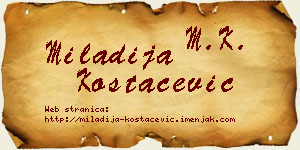 Miladija Kostačević vizit kartica